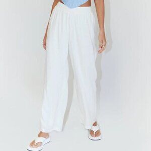 Princess Polly Louis Cotton & Linen Wide Leg Pants Women's 4